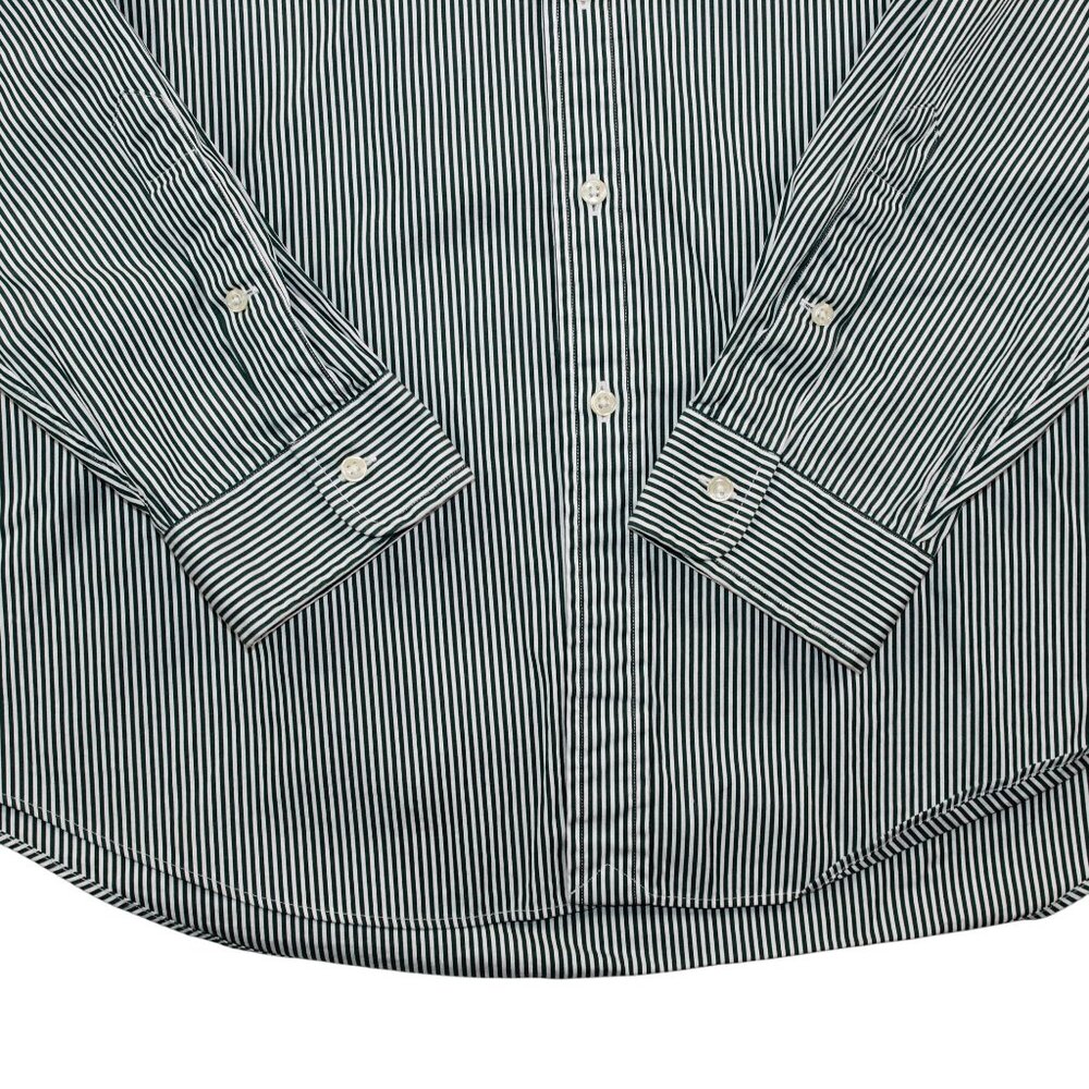 Ralph Lauren Mens XL Button Down Dk Green Striped Dress Shirt Office Travel - Picture 5 of 9